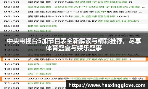 中央电视台5加节目表全新解读与精彩推荐,尽享体育盛宴与娱乐盛事